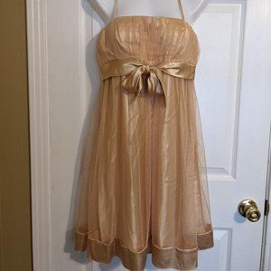 Eureka Gold Satin Material w/Glitter Empire Style Cocktail Dress - size S